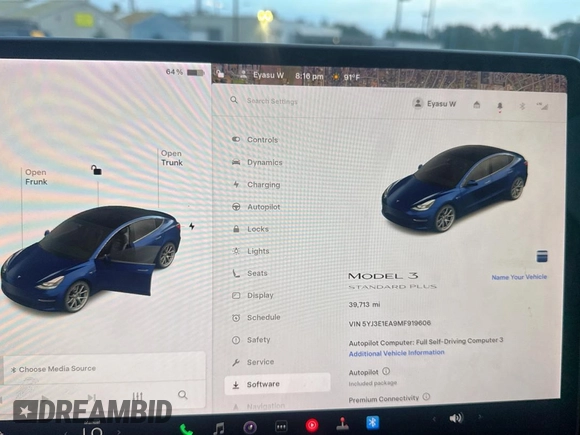 2021 Tesla Model 3 Standard Range Plus z VIN 5YJ3E1EA9MF919606, wystawiony jako Copart lot #60377285 z przebiegiem 39 713 mil mil oraz Szkoda całkowita • Salvage title. Historia ofert i sprzedaży dostępna na DreamBid. Obrazek 8.