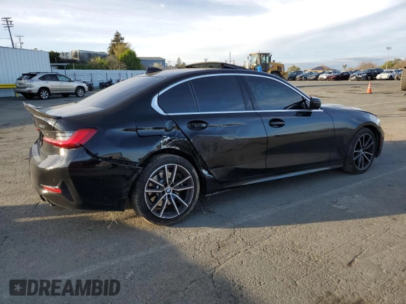 2019 BMW 3 Series 330i with VIN 3MW5R1J57K8B02431, listed as a Copart auction lot 47676085 with 0 mi miles and Salvage Title. Bid and sale history available at carsss.com. Image 3.