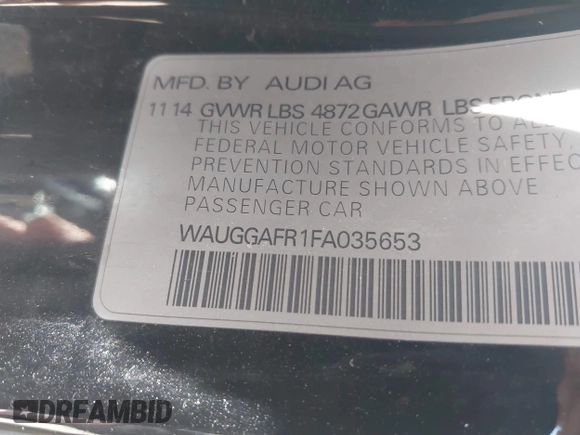 2015 Audi S5 Premium Plus z VIN WAUGGAFR1FA035653, wystawiony jako IAAI lot #42054212 z przebiegiem 133 572 mil mil oraz . Historia ofert i sprzedaży dostępna na DreamBid. Obrazek 9.