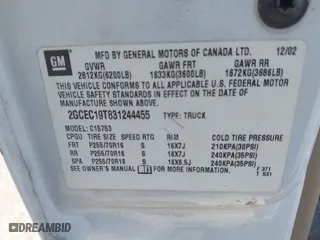 2003 Chevrolet Silverado 1500 LS with VIN 2GCEC19T831244455, listed as a IAAI auction lot 41746907 with 353,603 mi miles. Bid and sale history available at carsss.com. Image 9.