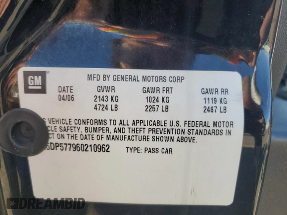 2006 Cadillac CTS with VIN 1G6DP577960210962, listed as a Copart auction lot 75520394 with 181,375 mi miles and Salvage Title. Bid and sale history available at carsss.com. Image 12.