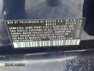 2016 Volkswagen Golf SportWagen TSI SE with VIN 3VWC17AUXGM517315, listed as a Copart auction lot 45204175 with 101,635 mi miles and Salvage Title. Bid and sale history available at carsss.com. Image 12.