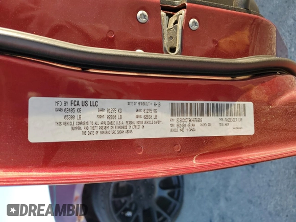 2019 Dodge Charger R/T z VIN 2C3CDXCT8KH676893, wystawiony jako Copart lot #41858345 z przebiegiem 74 109 mil mil oraz Szkoda całkowita • Salvage title. Historia ofert i sprzedaży dostępna na DreamBid. Obrazek 12.