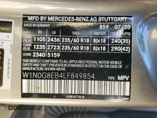 2020 Mercedes-Benz GLC with VIN W1N0G8EB4LF849854, listed as a Copart auction lot 88277315 with 7,224 mi miles and Salvage Title. Bid and sale history available at carsss.com. Image 14.