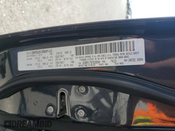 2015 Ram 1500 Big Horn with VIN 3C6RR7LT5FG532500, listed as a Copart auction lot 53680175 with 148,371 mi miles and Salvage title. Bid and sale history available at DreamBid. Image 12.