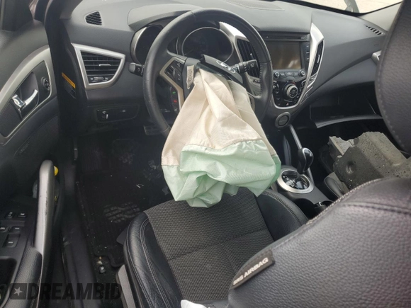 2013 Hyundai Veloster w/Red Int with VIN KMHTC6AD2DU132230, listed as a Copart auction lot 60237225 with 111,218 mi miles and Salvage title. Bid and sale history available at DreamBid. Image 8.
