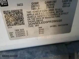 2023 Chevrolet Tahoe Commercial with VIN 1GNSCLED5PR350220, listed as a Copart auction lot 81706034 with 0 mi miles and Salvage Title. Bid and sale history available at carsss.com. Image 13.