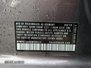 2019 Volkswagen Golf SEL Premium z VIN WVWPR7AU3KW909414, wystawiony jako Copart lot #40649474 z przebiegiem 30 241 mil mil oraz . Historia ofert i sprzedaży dostępna na DreamBid. Obrazek 13.