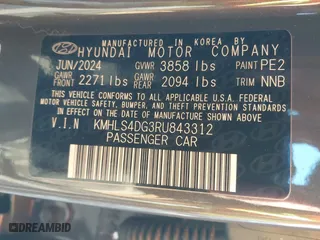 2024 Hyundai Elantra SEL with VIN KMHLS4DG3RU843312, listed as a IAAI auction lot 41345651 with 3,394 mi miles. Bid and sale history available at carsss.com. Image 9.