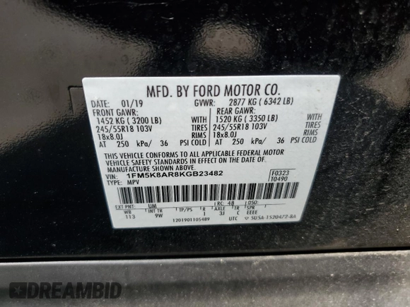 2019 Ford Police Interceptor Utility z VIN 1FM5K8AR8KGB23482, wystawiony jako Copart lot #69660284 z przebiegiem 33 397 mil mil oraz Szkoda całkowita • Salvage title. Historia ofert i sprzedaży dostępna na DreamBid. Obrazek 14.