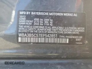 2014 BMW 3 Series 328i xDrive with VIN WBA3B5C57EP542851, listed as a Copart auction lot 49517945 with 63,826 mi miles and Salvage Title. Bid and sale history available at carsss.com. Image 14.