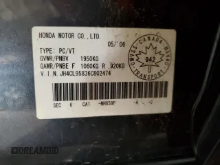 2006 Acura TSX z VIN JH4CL95836C802474, wystawiony jako Copart lot #82523874 z przebiegiem 201 506 mil mil oraz Czysty tytuł • Clean title. Historia ofert i sprzedaży dostępna na DreamBid. Obrazek 12.