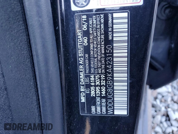 2019 Mercedes-Benz S 560 with VIN WDDUG8GB9KA423150, listed as a Copart auction lot 77655104 with 55,299 mi miles and Salvage Title. Bid and sale history available at DreamBid. Image 12.