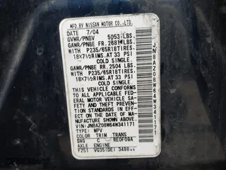 2004 Nissan Murano SE with VIN JN8AZ08W64W341171, listed as a IAAI auction lot 41684057 with 231,415 mi miles. Bid and sale history available at carsss.com. Image 9.