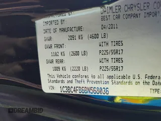 2011 Chrysler 200 LX with VIN 1C3BC4FB6BN568036, listed as a IAAI auction lot 41192409 with 135,353 mi miles. Bid and sale history available at carsss.com. Image 9.