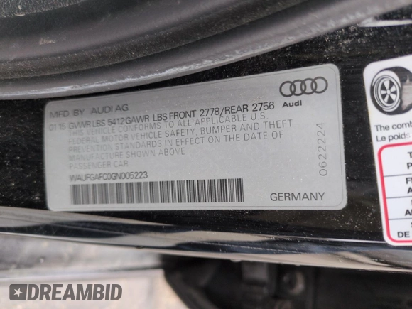 2016 Audi A6 Premium Plus with VIN WAUFGAFC0GN005223, listed as a Copart auction lot 51528365 with 115,138 mi miles and Salvage Title. Bid and sale history available at DreamBid. Image 13.