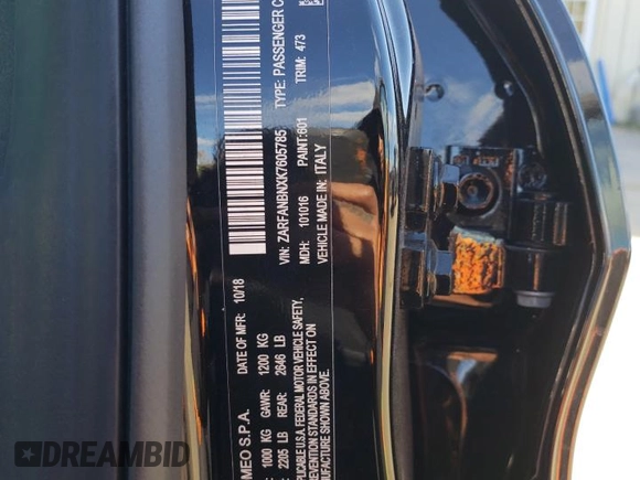 2019 Alfa Romeo Giulia Ti Sport with VIN ZARFANBNXK7605785, listed as a Copart auction lot 77092974 with 0 mi miles and Salvage Title. Bid and sale history available at carsss.com. Image 12.