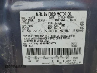 2006 Ford F-150 XLT with VIN 1FTPW14556FB09374, listed as a Copart auction lot 50891265 with 155,010 mi miles and Clean Title. Bid and sale history available at carsss.com. Image 12.