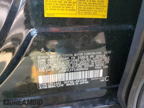 2018 Lexus LS z VIN JTHBYLFF2J5000342, wystawiony jako Copart lot #87950115 z przebiegiem 61 123 mil mil oraz Szkoda całkowita • Salvage title. Historia ofert i sprzedaży dostępna na DreamBid. Obrazek 12.