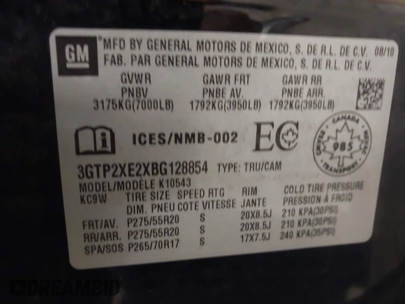2011 GMC Sierra 1500 Denali z VIN 3GTP2XE2XBG128854, wystawiony jako IAAI lot #41606670 z przebiegiem 150 556 mil mil oraz . Historia ofert i sprzedaży dostępna na DreamBid. Obrazek 9.