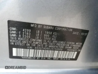 2018 Subaru Impreza Premium with VIN 4S3GTAD66J3724009, listed as a Copart auction lot 64833942 with 105,862 mi miles. Bid and sale history available at carsss.com. Image 10.