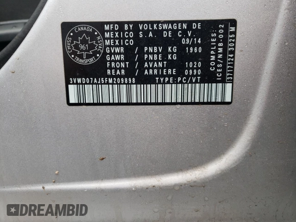 2015 Volkswagen Jetta SE z VIN 3VWD07AJ5FM209898, wystawiony jako Copart lot #49032185 z przebiegiem 173 697 mil mil oraz Szkoda całkowita • Salvage title. Historia ofert i sprzedaży dostępna na DreamBid. Obrazek 13.