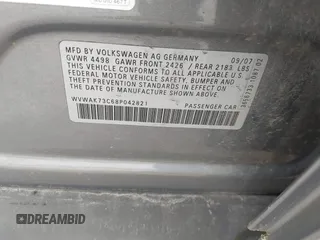2008 Volkswagen Passat Komfort z VIN WVWAK73C68P042821, wystawiony jako IAAI lot #42320315 z przebiegiem 219 461 mil mil oraz . Historia ofert i sprzedaży dostępna na DreamBid. Obrazek 9.