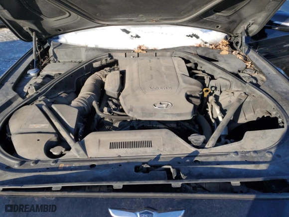2015 Hyundai Genesis 3.8L with VIN KMHGN4JE9FU018981, listed as a Copart auction lot 87797085 with 0 mi miles and Salvage Title. Bid and sale history available at carsss.com. Image 13.