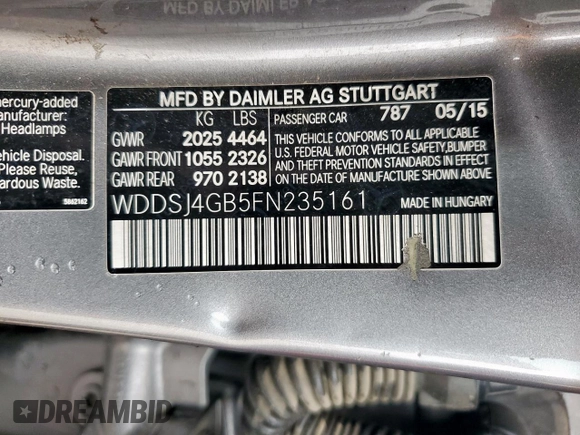 2015 Mercedes-Benz CLA 250 with VIN WDDSJ4GB5FN235161, listed as a Copart auction lot 52784595 with 120,495 mi miles and Clean Title. Bid and sale history available at DreamBid. Image 12.
