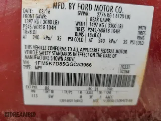 2016 Ford Explorer XLT with VIN 1FM5K7D85GGC53966, listed as a Copart auction lot 44246515 with 136,696 mi miles and Salvage Title. Bid and sale history available at carsss.com. Image 15.