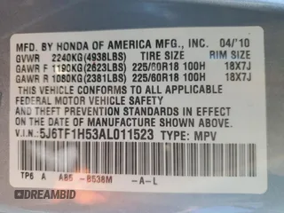 2010 Honda Accord Crosstour EX-L with VIN 5J6TF1H53AL011523, listed as a Copart auction lot 74632654 with 113,479 mi miles and Salvage Title. Bid and sale history available at carsss.com. Image 12.