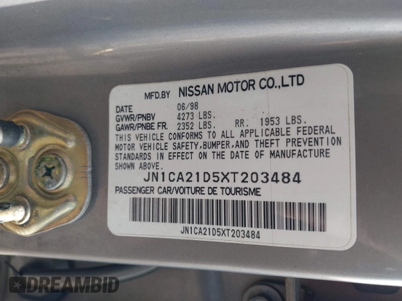 1999 Nissan Maxima GXE z VIN JN1CA21D5XT203484, wystawiony jako IAAI lot #42161696 z przebiegiem 249 747 mil mil oraz . Historia ofert i sprzedaży dostępna na DreamBid. Obrazek 9.