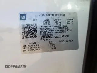 2020 GMC Acadia SLE z VIN 1GKKNKLA2LZ139593, wystawiony jako Copart lot #76353144 z przebiegiem 49 181 mil mil oraz Nie do naprawy • Non repairable. Historia ofert i sprzedaży dostępna na DreamBid. Obrazek 14.