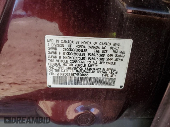 2007 Acura MDX Tech Pkg with VIN 2HNYD28367H526666, listed as a Copart auction lot 45125285 with 208,405 mi miles and Salvage Title. Bid and sale history available at carsss.com. Image 13.