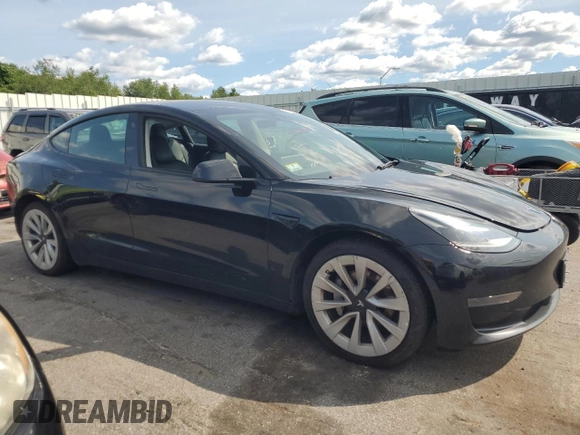 2022 Tesla Model 3 with VIN 5YJ3E1EA5NF186293, listed as a Copart auction lot 66789134 with 71,471 mi miles and Salvage Title. Bid and sale history available at DreamBid. Image 4.