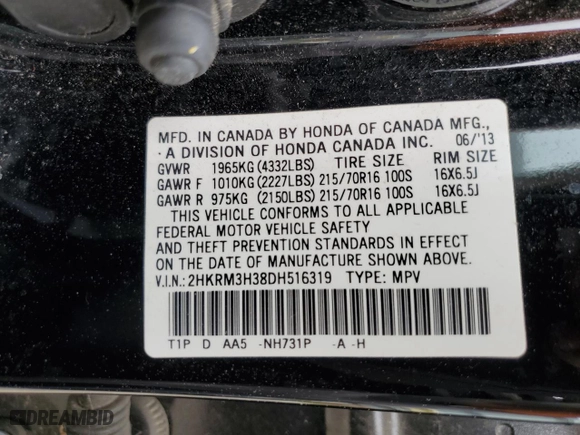 2013 Honda CR-V LX with VIN 2HKRM3H38DH516319, listed as a Copart auction lot 50814385 with 100,684 mi miles and Salvage Title. Bid and sale history available at carsss.com. Image 13.