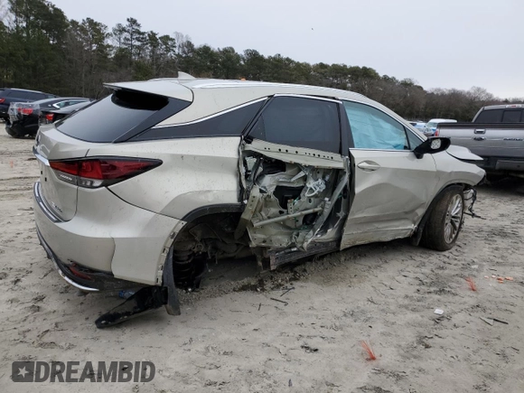2020 Lexus RX with VIN 2T2JGMDA3LC047927, listed as a Copart auction lot 45787155 with 27,806 mi miles and Salvage Title. Bid and sale history available at carsss.com. Image 3.
