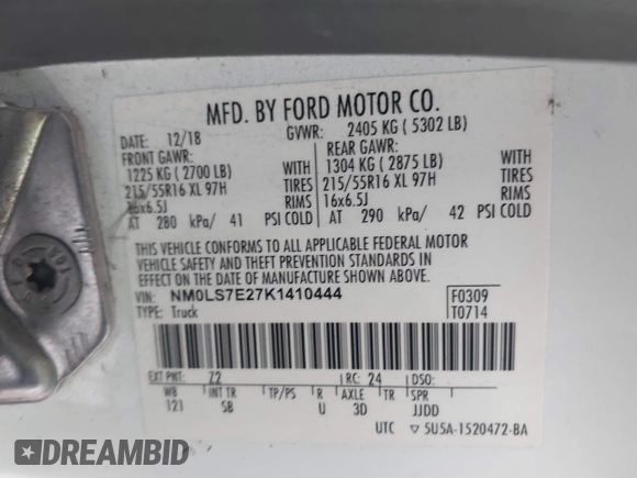 2019 Ford Transit Connect XL с VIN NM0LS7E27K1410444, выставлен на аукционе IAAI как лот 42607432 с пробегом 232 706 миль миль и . История ставок и продаж доступна на DreamBid. Изображение 9.