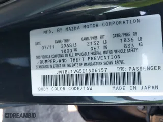 2012 Mazda Mazda3 i Touring with VIN JM1BL1VG5C1506157, listed as a IAAI auction lot 41629654 with 144,475 mi miles. Bid and sale history available at carsss.com. Image 9.