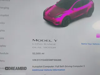 2021 Tesla Model Y Long Range with VIN 5YJYGAEE5MF199286, listed as a IAAI auction lot 41677915 with 52,500 mi miles. Bid and sale history available at carsss.com. Image 16.