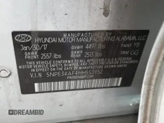 2017 Hyundai Sonata Sport with VIN 5NPE34AF4HH553952, listed as a Copart auction lot 50215765 with 97,688 mi miles and Salvage Title. Bid and sale history available at DreamBid. Image 12.