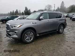 2021 Infiniti QX80 LUXE with VIN JN8AZ2AE0M9272716, listed as a Copart auction lot 42776045 with 62,773 mi miles and Salvage Title. Bid and sale history available at carsss.com. Image 1.