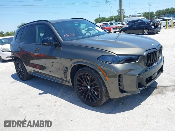 2024 BMW X5 M60i with VIN 5UX33EU04R9U60278, listed as a IAAI auction lot 42060054 with 18,215 mi miles. Bid and sale history available at carsss.com. Image 1.