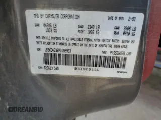 1993 Dodge Dynasty z VIN 1B3XC4638PD195963, wystawiony jako Copart lot #49120625 z przebiegiem 86 825 mil mil oraz Szkoda całkowita • Salvage title. Historia ofert i sprzedaży dostępna na DreamBid. Obrazek 15.