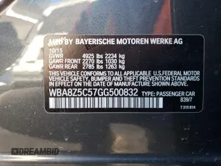 2016 BMW 3 Series GT 328i xDrive with VIN WBA8Z5C57GG500832, listed as a Copart auction lot 38520953 with 64,054 mi miles. Bid and sale history available at carsss.com. Image 12.