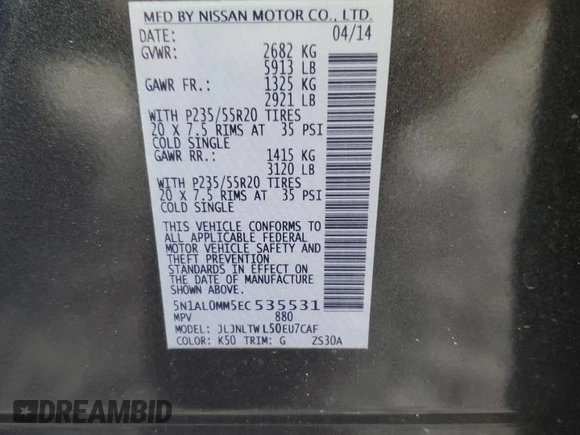 2014 Infiniti QX60 z VIN 5N1AL0MM5EC535531, wystawiony jako Copart lot #63933915 z przebiegiem 187 692 mil mil oraz Czysty tytuł • Clean title. Historia ofert i sprzedaży dostępna na DreamBid. Obrazek 13.