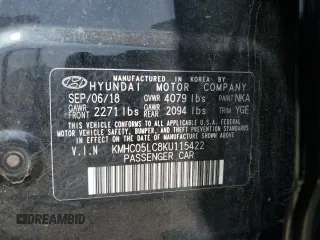 2019 Hyundai Ioniq Limited с VIN KMHC05LC8KU115422, выставлен на аукционе Copart как лот 56917835 с пробегом 50 531 миль миль и Списание • Salvage title. История ставок и продаж доступна на DreamBid. Изображение 12.