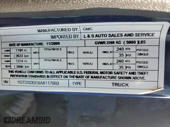 2010 GMC Canyon z VIN 1GTDSDDE6A8117092, wystawiony jako Copart lot #49907005 z przebiegiem Nie podano mil oraz Czysty tytuł • Clean title. Historia ofert i sprzedaży dostępna na DreamBid. Obrazek 12.