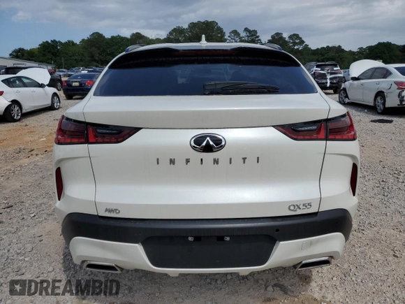 2022 Infiniti QX55 Essential with VIN 3PCAJ5K36NF112610, listed as a Copart auction lot 54300355 with 44,406 mi miles and Clean Title. Bid and sale history available at DreamBid. Image 6.