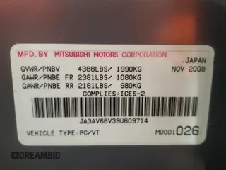 2009 Mitsubishi Lancer with VIN JA3AV66V39U609714, listed as a Copart auction lot 44580795 with Not Provided miles and Salvage Title. Bid and sale history available at DreamBid. Image 13.